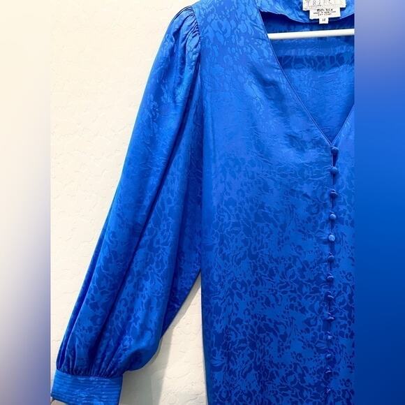 TRIFLES | Vintage 100% Silk Blue Dress Made in Hong Kong | Size 12 - Picture 4 of 8